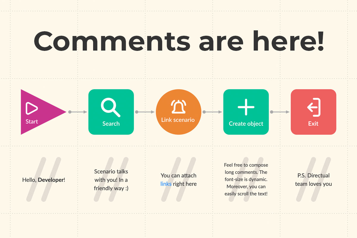 New feature. Comments in scenarios